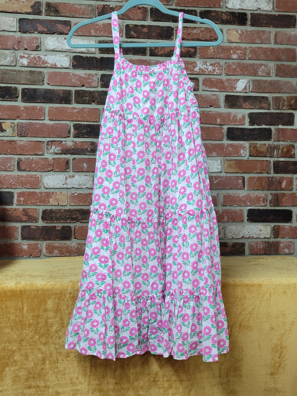 Mini Boden Pink Floral Tiered Sundress